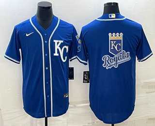 Mens Kansas City Royals Big Logo Light Blue Stitched MLB Cool Base Nike Jerseys